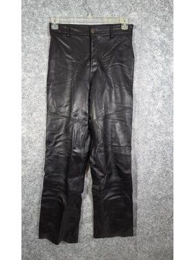 Leather Limited Women's 100% Leather Pants Dark Black Size 8